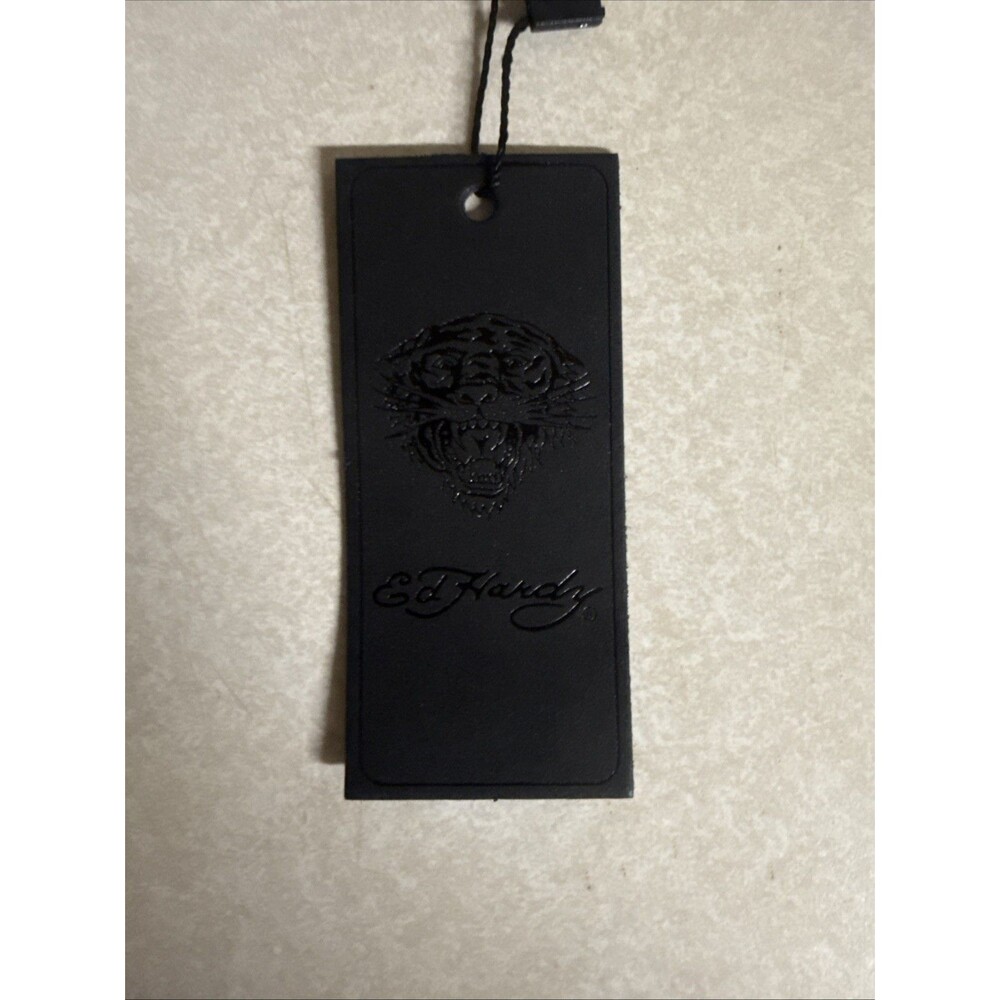 NWT Ed Hardy Double Pouch Wristlet - Skull & Hearts On Black With Logo - Picture 7 of 8